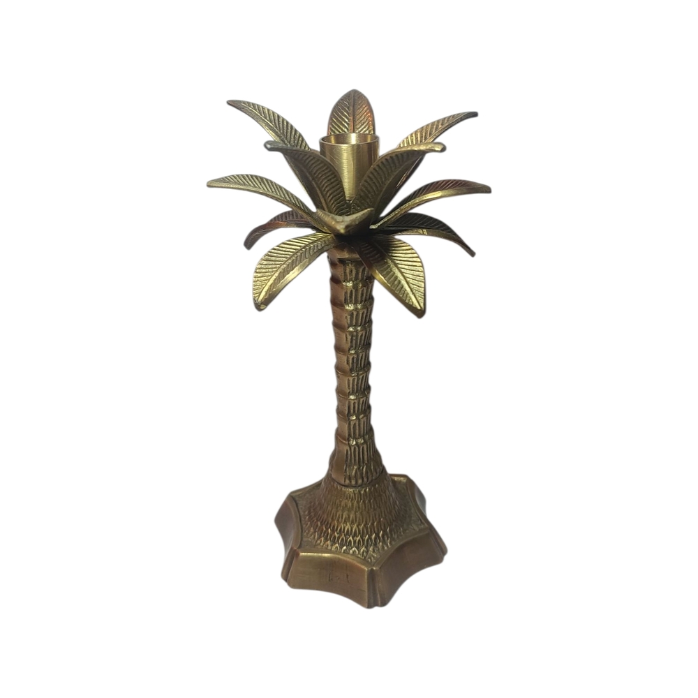 Gold Palm Tree Candle Holder